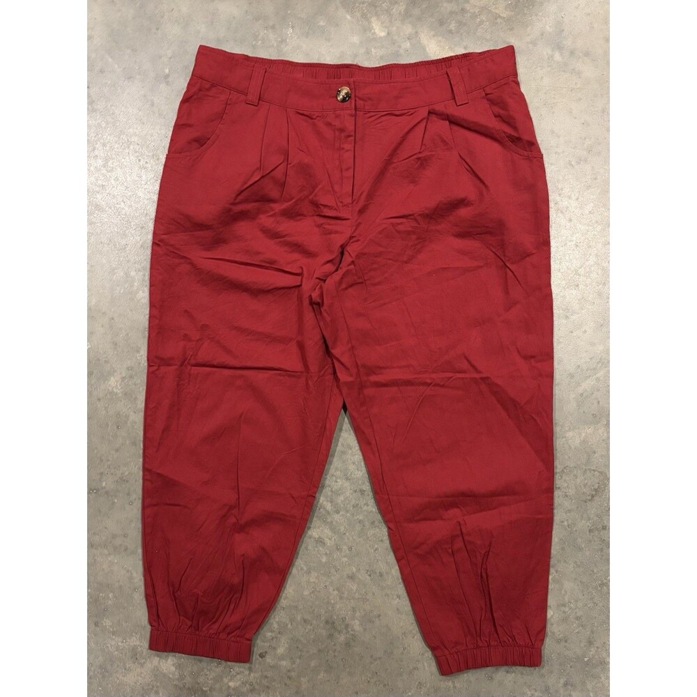 Halara High Rise Cotton Joggers Wide Leg w Pockets XL Regular Red Pleated